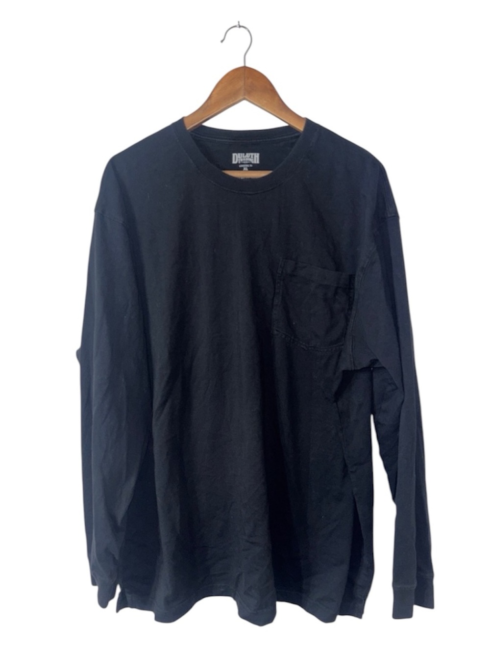 Duluth Trading Co Black Long-Sleeve Longtail T Pocket Tee 100% Cotton Mens XL
